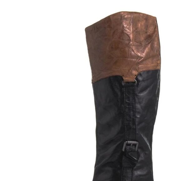 Sam Edelman Park Boot Black Saddle High-shine spiked studs harness knee-high NEW - Picture 9 of 15